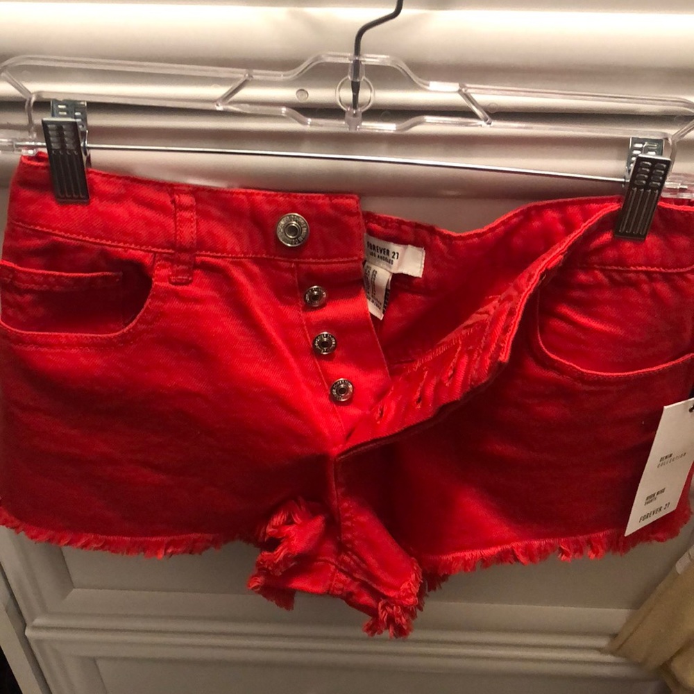Red Jean Shorts